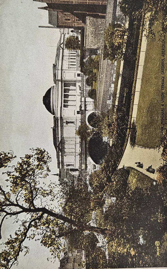 1940s War Memorial And Union Terrace Gardens Aberdeen Scotland - Vintage Military Postcard