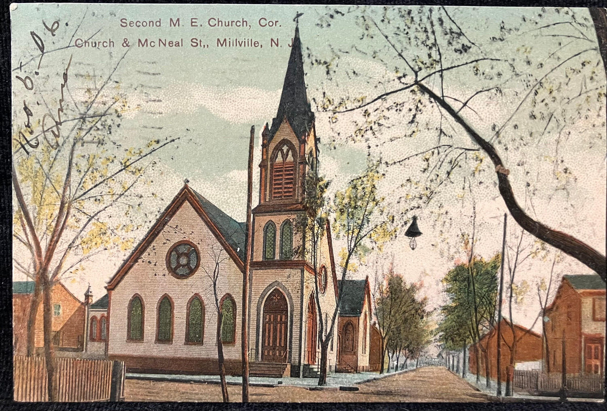Second Methodist Episcopal Church, Cor. Church McNeal St., Millville, New Jersey - Made in Germany -