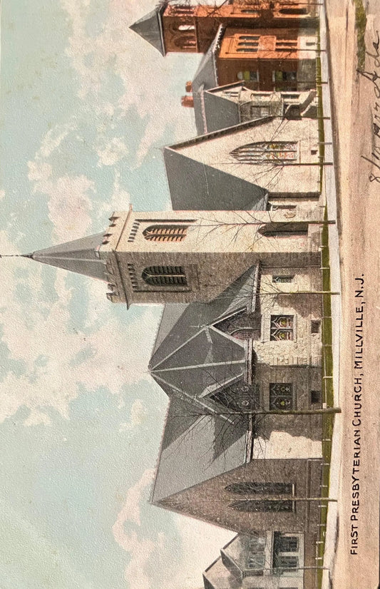 First Presbyterian Church, Millville, New Jersey - Vintage Church Postcard