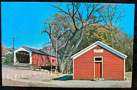 Mecca Bridge in Parke County, Indiana - Photo: Mitchell - Vintage Covered Bridge Postcard