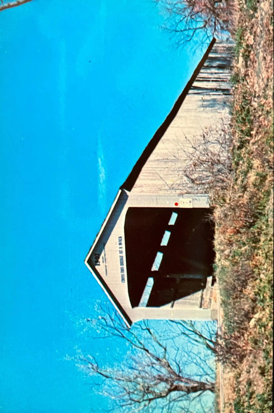 Adams Bridge in Parke County, Indiana - Vintage Covered Bridge Postcard