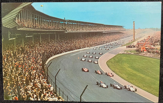 500 Mile Race - Indianapolis Indiana - Ektachrome: J. Herbert Elliott - Vintage Race Car Postcard