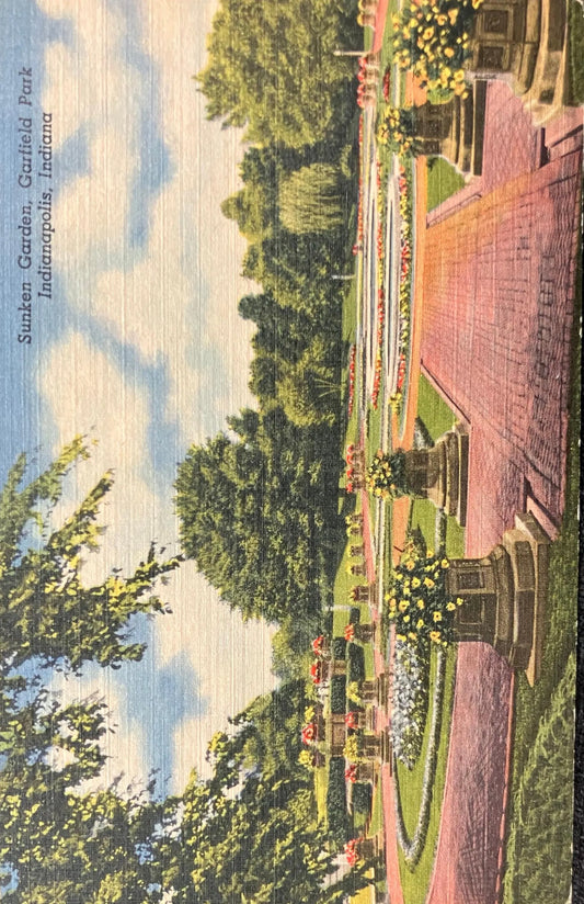 Sunken Garden, Garfield Park, Indianapolis, Indiana - Vintage Park Postcard