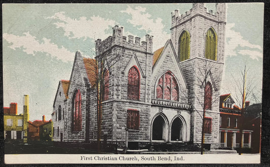First Christian Church, South Bend, Indiana - Vintage Church Postcard