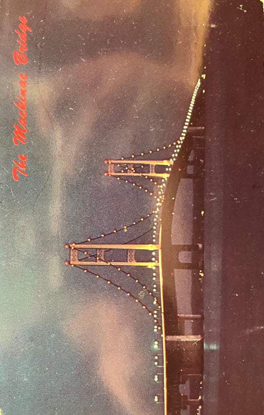 The Mackinac Bridge - Michigan - Vintage Bridge Postcard
