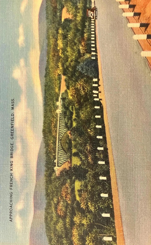 Approaching French King Bridge, Greenfield, Massachusetts - Vintage Postcard