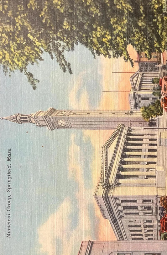 Municipal Group, Springfield, Massachusetts - 1930's Vintage Postcard