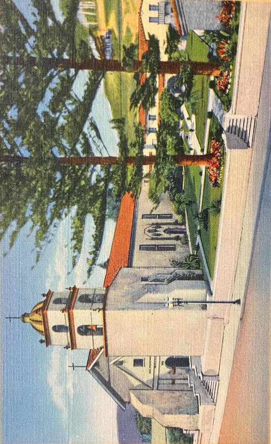 Mission San Buenaventura, at Ventura, California - Vintage Mission Postcard