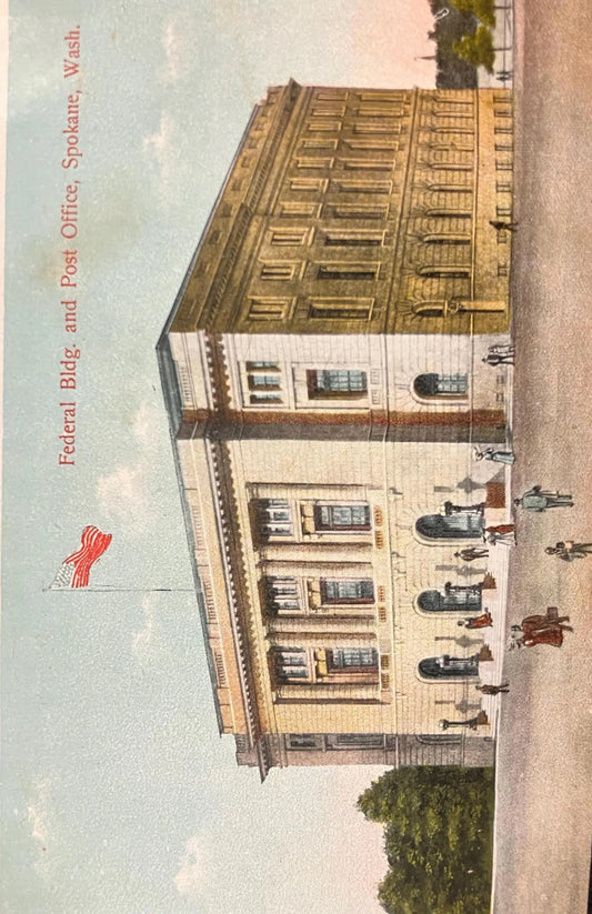 Federal Building and Post Office, Spokane, Washington - Made in Germany - Vintage Post Office Postcard