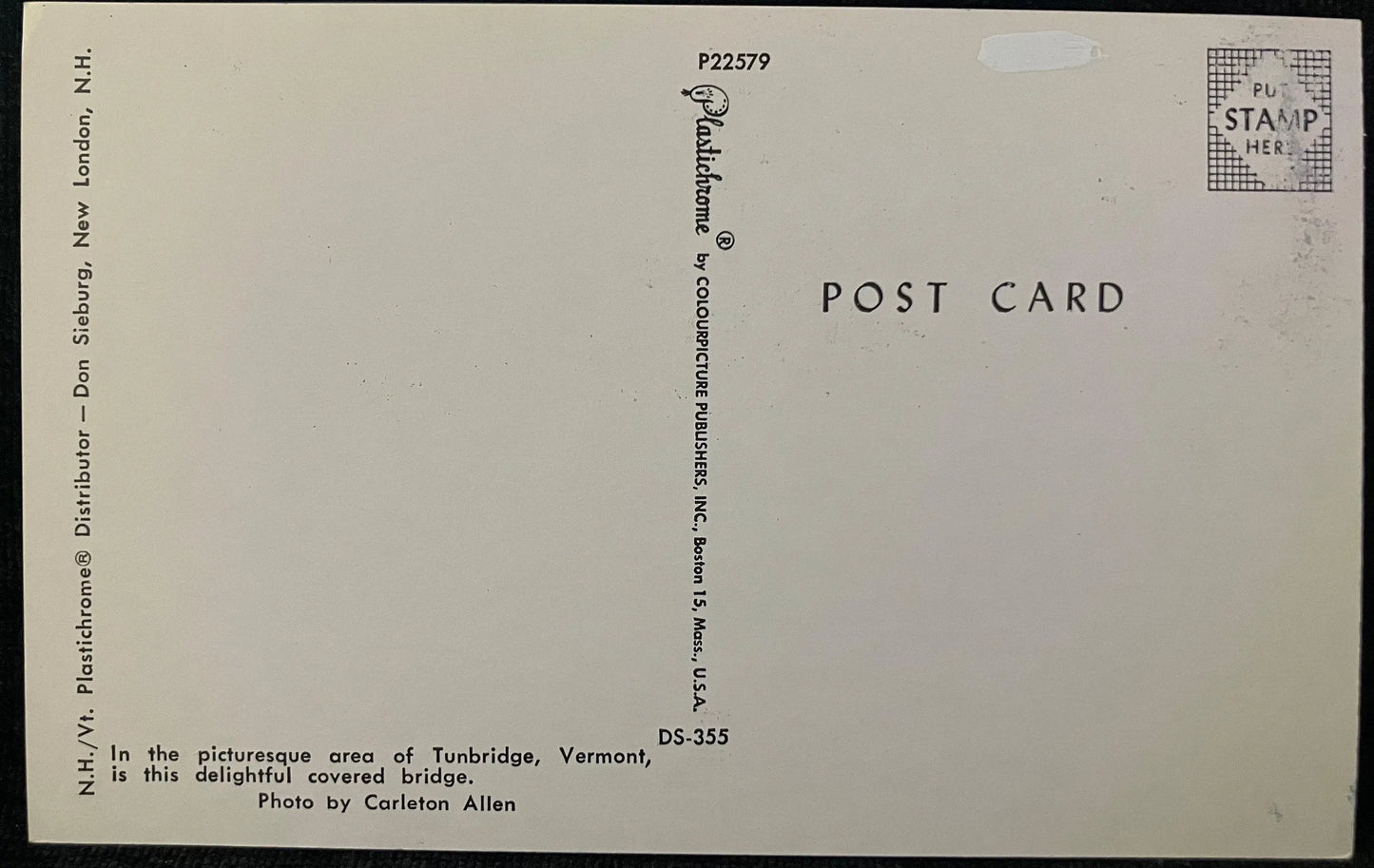 Covered Bridge in Tunbridge, Vermont - Photo by Carleton Allen - Vintage Bridge Postcard
