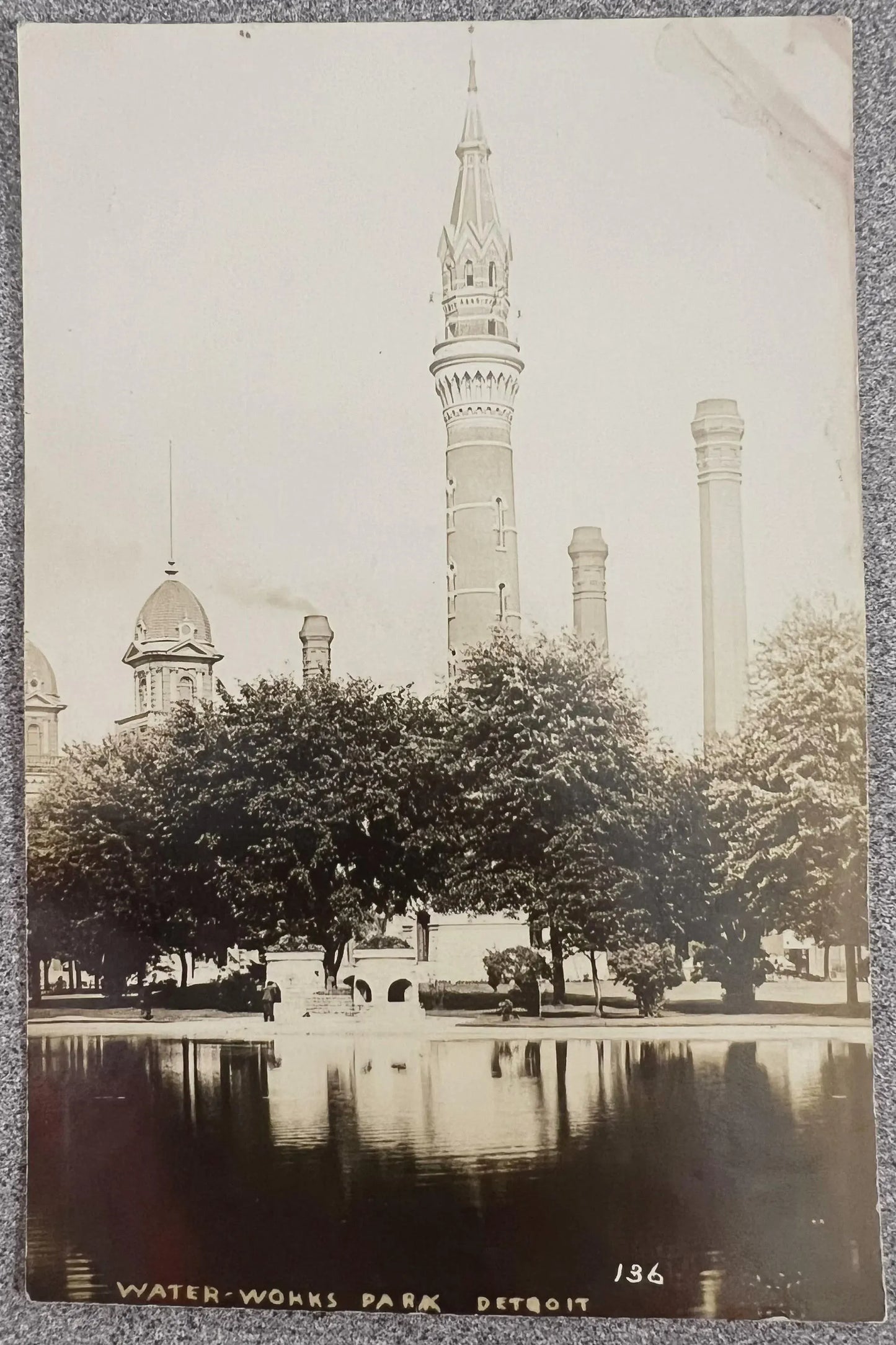 RPPC - Water-Works Park, Detroit, Michigan - Real Photo Postcard