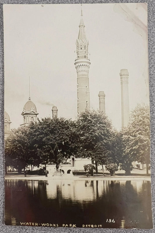 RPPC - Water-Works Park, Detroit, Michigan - Real Photo Postcard