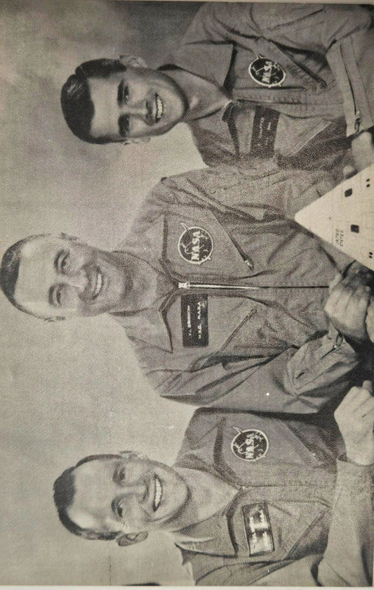 Three NASA Men Smiling In Uniform - Black and White Photo Postcard
