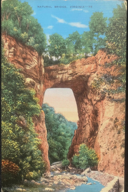 Natural Bridge, Virginia - Vintage Landmark Postcard
