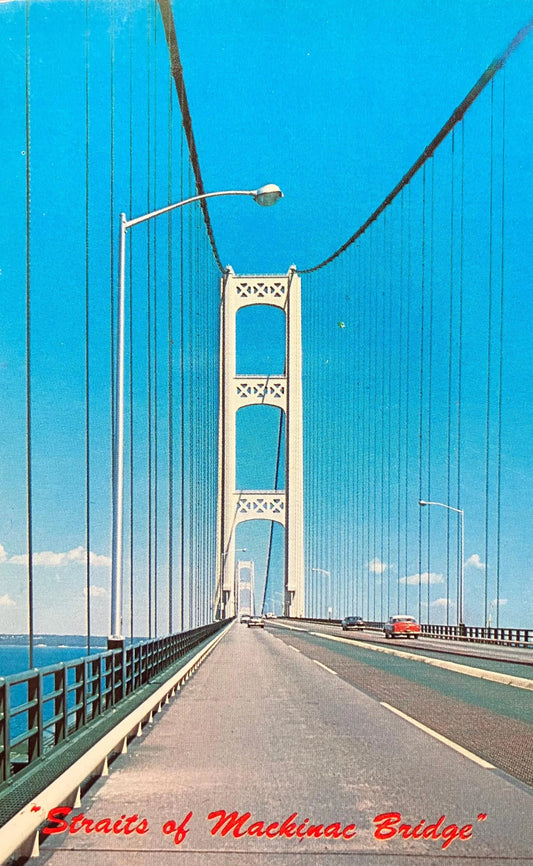 Straits of Mackinac Bridge, Michigan - Vintage Bridge Postcard