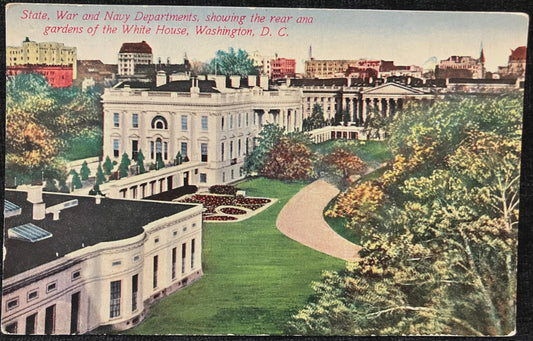 State, War, and Navy Departments, showing the rear Ana gardens of the White House, Washington, D. C., Maryland - Vintage Postcard