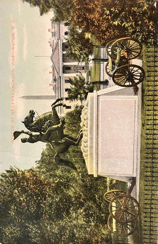 Statue of General Jackson, Washington, D. C., Maryland - Printed in Germany - Vintage Postcard
