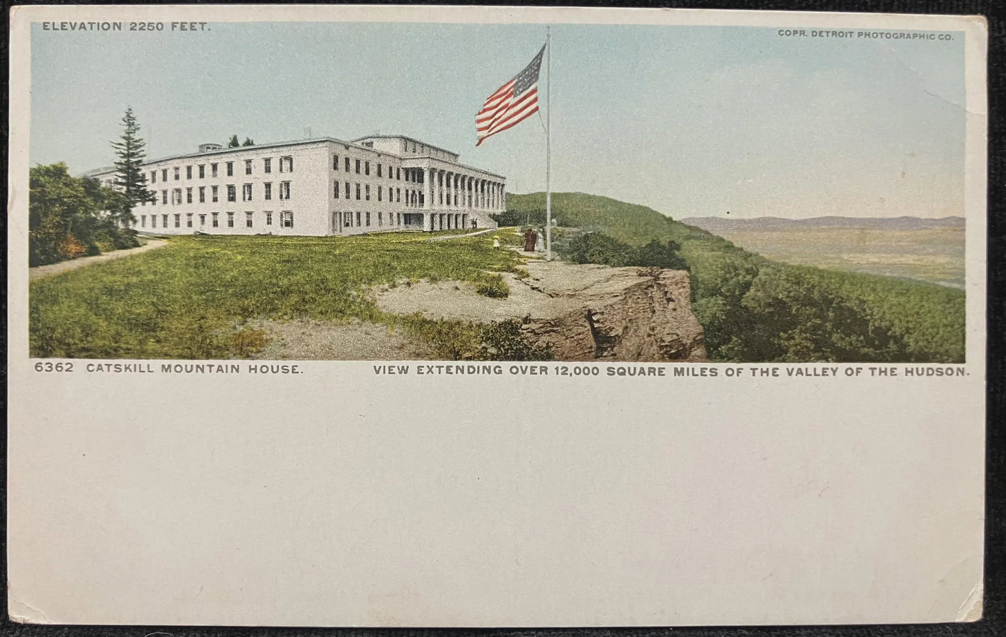 Catskill Mountain House - View Extending Over 12,000 Square Miles of the Valley of the Hudson - Elevation 2250 Feet - Vintage Postcard