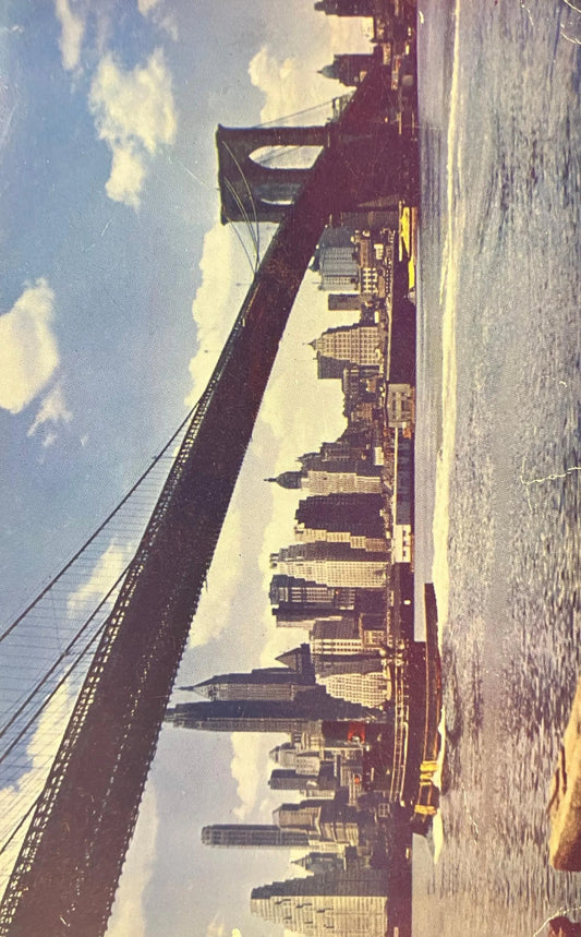 Brooklyn Bridge, New York City - Vintage Kodachrome Bridge Postcard