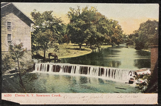 Elmira, New York, Newton Creek - Vintage Bridge Postcard
