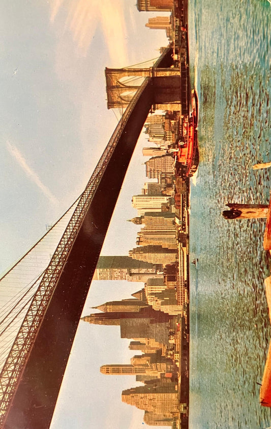 Brooklyn Bridge in New York City - Photo: Mike Roberts - Vintage Bridge Postcard