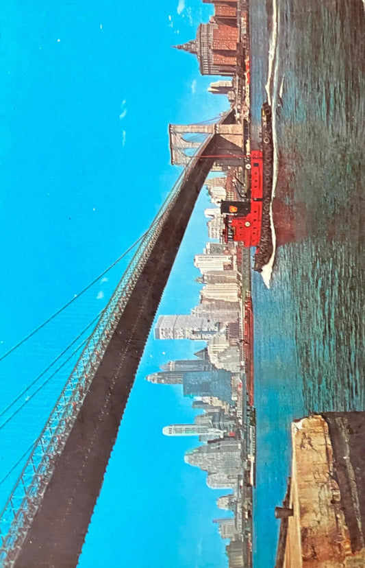 Brooklyn Bridge - New York City - Vintage 1960s Bridge Postcard