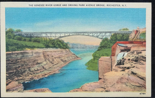 The Genesee River Gorge and Driving Park Avenue Bridge, Rochester, New York - Vintage Postcard