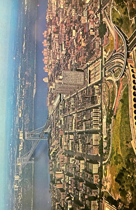 George Washington Bridge and Hudson River connecting New York and New Jersey - Vintage Postcard