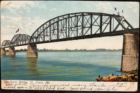 Merchants Bridge, St. Louis, Missouri - Vintage Bridge Postcard