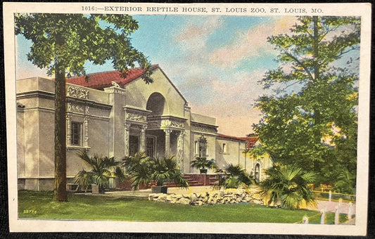 Exterior Reptile House, St. Louis Zoo, St. Louis, Missouri - Vintage Zoo Postcard