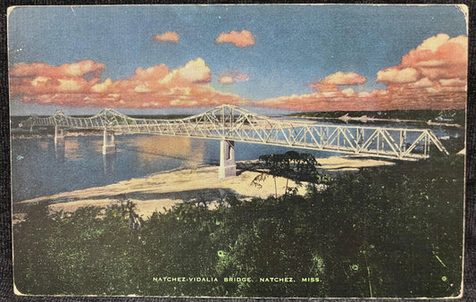 Natchez-Vidalia Bridge, Natchez, Mississippi - Photo: Earl M. Norman - Vintage Bridge Postcard