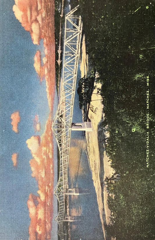 Natchez-Vidalia Bridge, Natchez, Mississippi - Photo: Earl M. Norman - Vintage Bridge Postcard