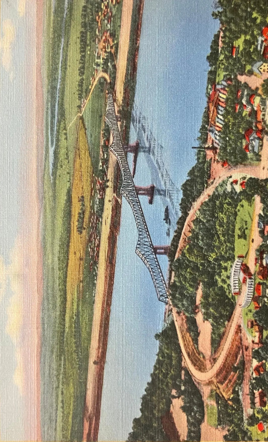 Natchez-Vidalia Bridge, Natchez, Mississippi - Vintage Bridge Postcard