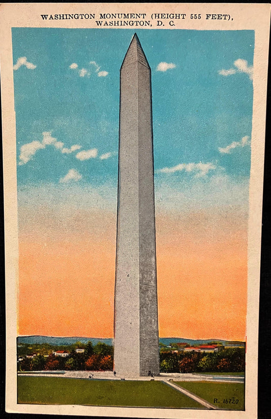 Washington Monument (Height 555 Feet), Washington, D. C., Maryland - Vintage Postcard