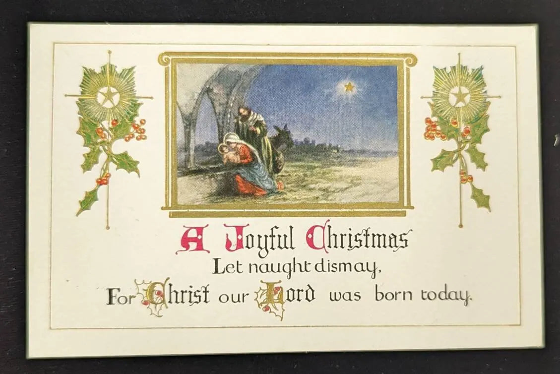 A Joyful Christmas - Vintage Embossed and Gilded Christmas Postcard