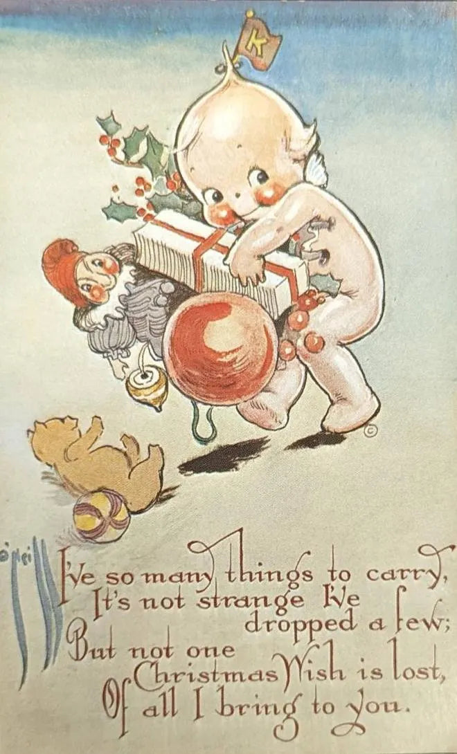 Rosie O'Niell 1987 Reproduction Kewpie Christmas - Vintage Christmas Postcard