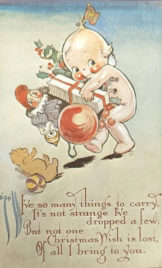 Rosie O'Niell 1987 Reproduction Kewpie Christmas - Vintage Christmas Postcard