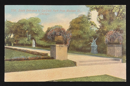 South Entrance to Garfield Park from Madison St., Chicago, Illinois - Vintage Postcard