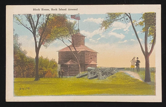 Block House, Rock Island Arsenal, Rock Island, Illinois - Vintage 1910s Postcard
