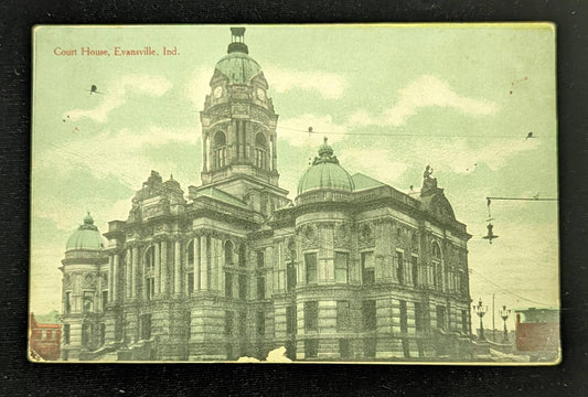 Court House, Evansville, Indiana - Vintage 1920s Postcard
