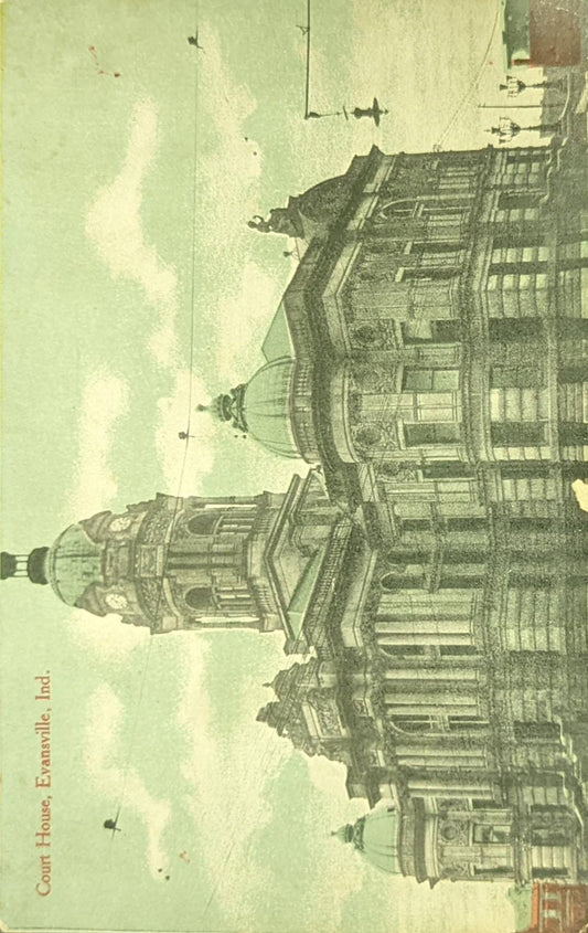Court House, Evansville, Indiana - Vintage 1920s Postcard