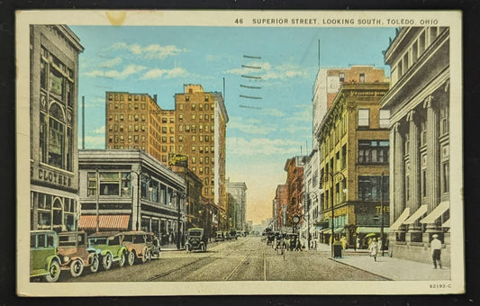 Superior Street, Looking South, Toledo, Ohio - Vintage Postcard