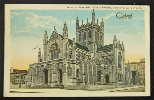 Trinity Cathedral, Euclid Avenue, Corner E, 22nd Strret, Cleveland, Ohio - Vintage Cleveland Postcard - Church Postard