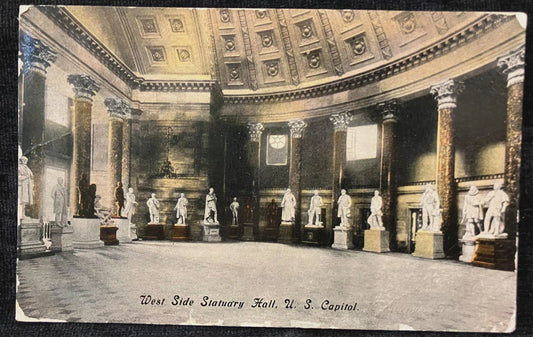 West Side Statuary Hall, U. S. Capitol - Washington D.C., Maryland - Vintage Postcard