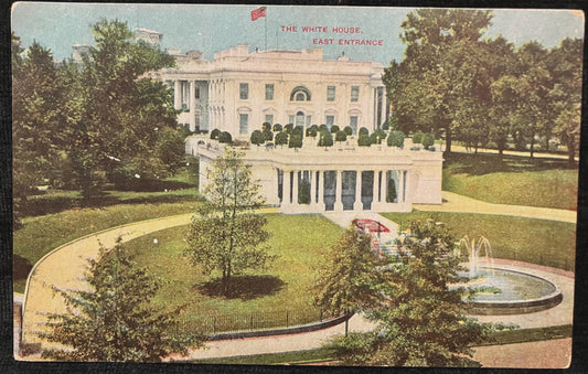 The White House, East Entrance - Washington D. C., Maryland - Vintage Postcard
