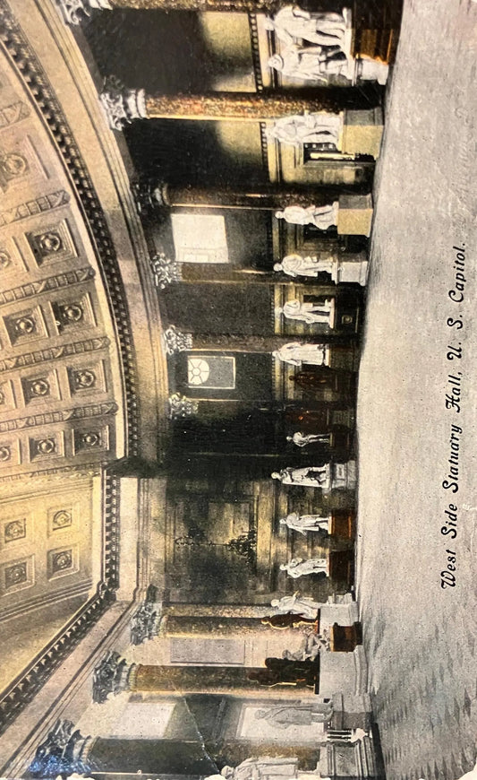 West Side Statuary Hall, U. S. Capitol - Washington D.C., Maryland - Vintage Postcard