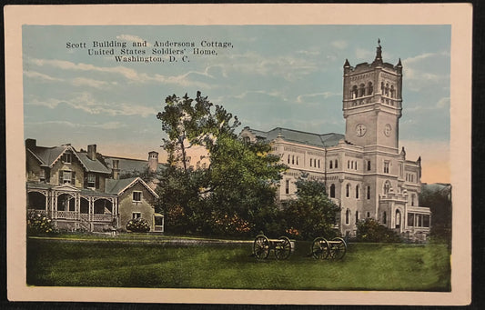 Scott Building and Andersons Cottage, United States Soldiers’ Home, Washington D. C., Maryland -  Vintage Army Postcard