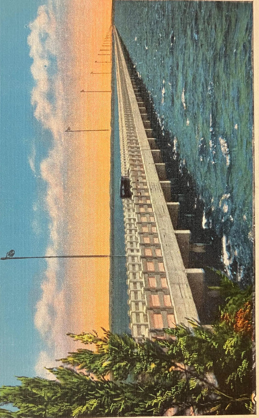 Gandy Bridge, 6 Miles Long, Between St. Petersburg and Tampa, Florida - The Longest Automobile Bridge in The World - Vintage Bridge Postcard
