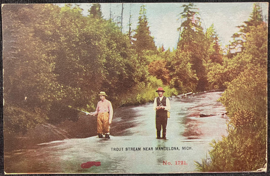 Trout Stream Near Mandelona, Michigan - No. 1721 - Vintage Stream Postcard