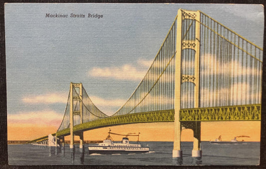Mackinac Straits Bridge - Michigan - Vintage Bridge Postcard